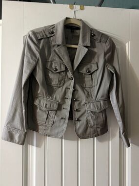 White House Black Market Light Gray Utility Jacket